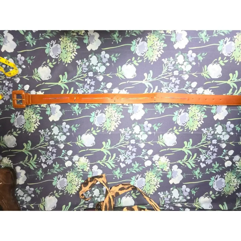 The Limited Genuine Leather Made in Italy Brown Belt Multicolor Stitch